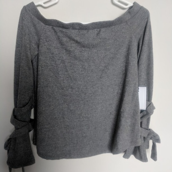 *NWT* 1. State Cozy Off The Shoulder Top- Gray - Picture 4 of 5
